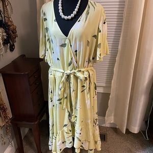 Yellow wrap dress